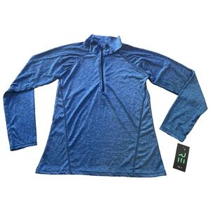 Real Essentials Half Zip Jacket Women's Medium Blue Lightweight Polyester NWT